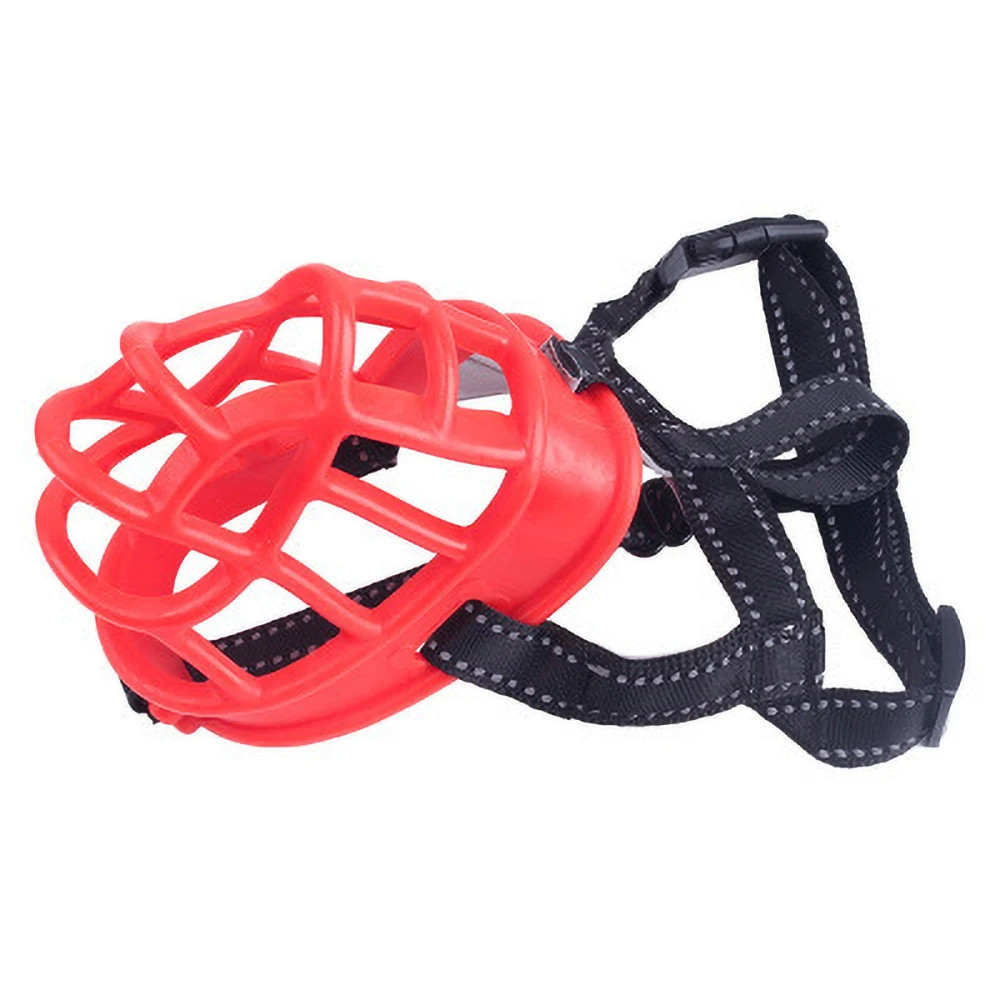 Soft Silicone Dog Muzzle Adjustable Pet Mask with Reflective - Breathable Pet