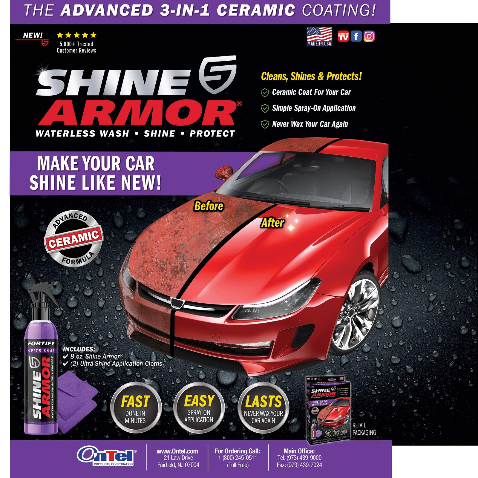 SHINE ARMOR Fortify Quick Coat High Performance Ceramic Coating, 2 Piece Set