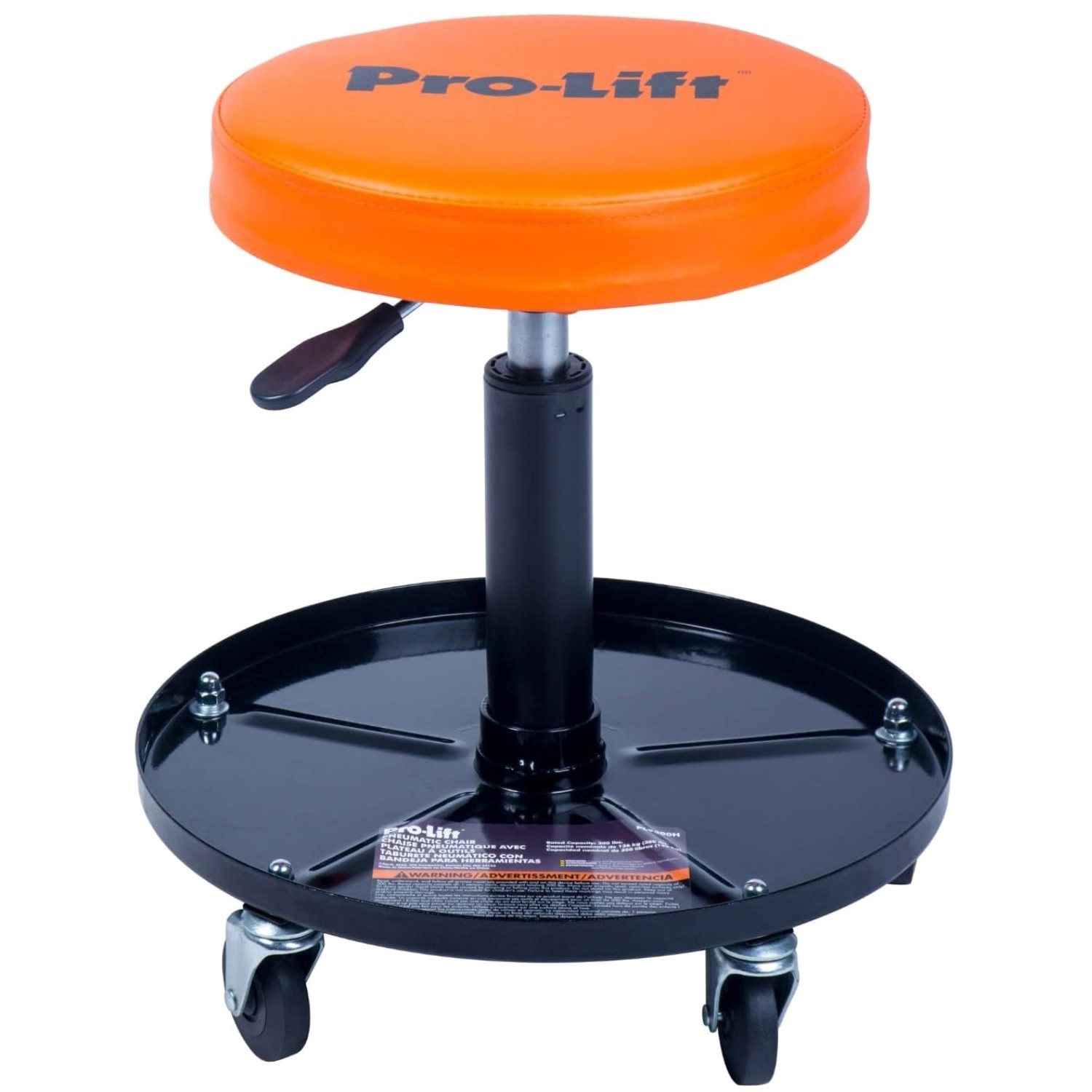 Versatile Black/Orange Pneumatic Chair with Padded Seat & Height Adjustability