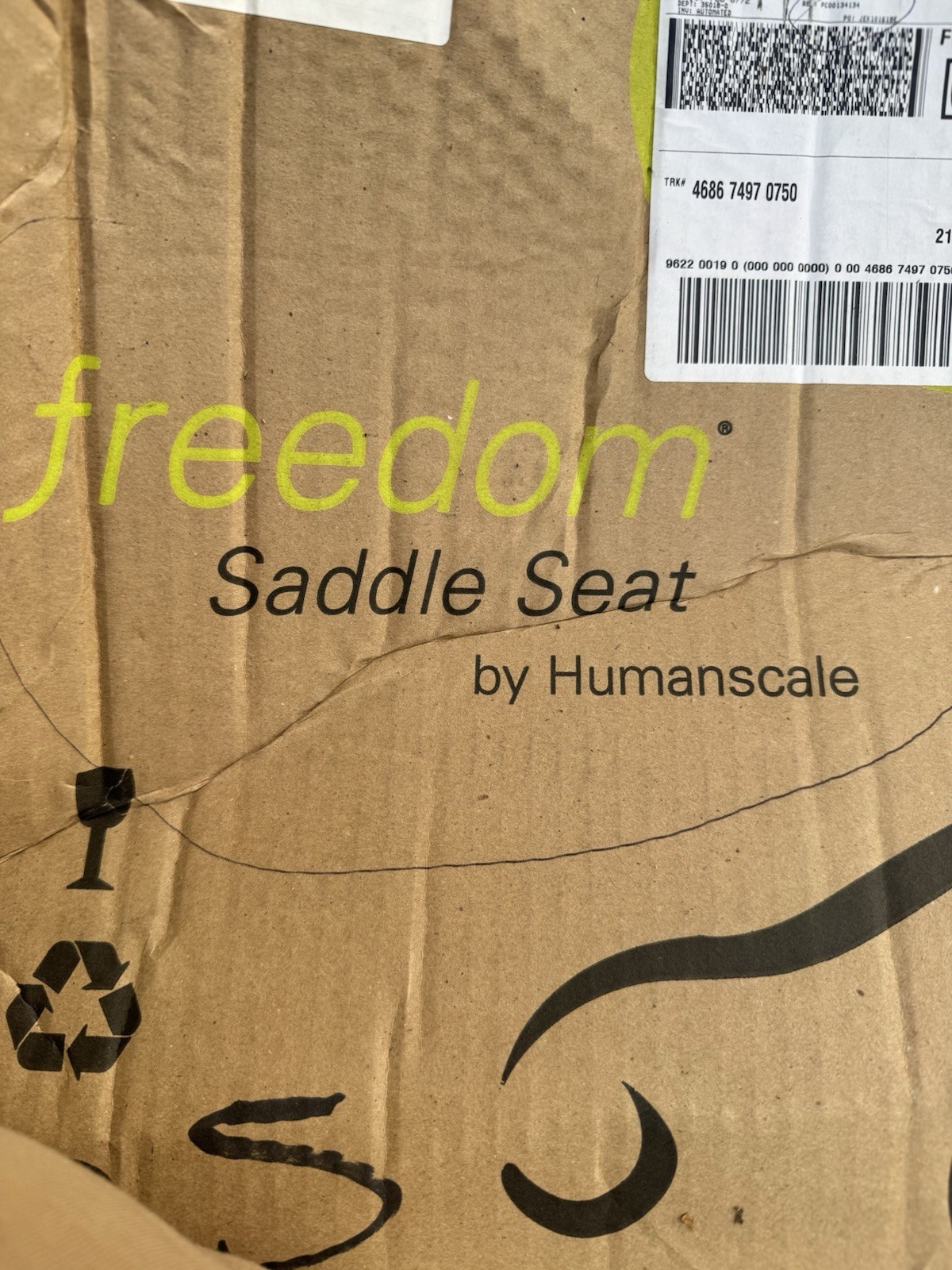 Humanscale Freedom Saddle Seat Stool Grey Fabric Grey Base Open Box