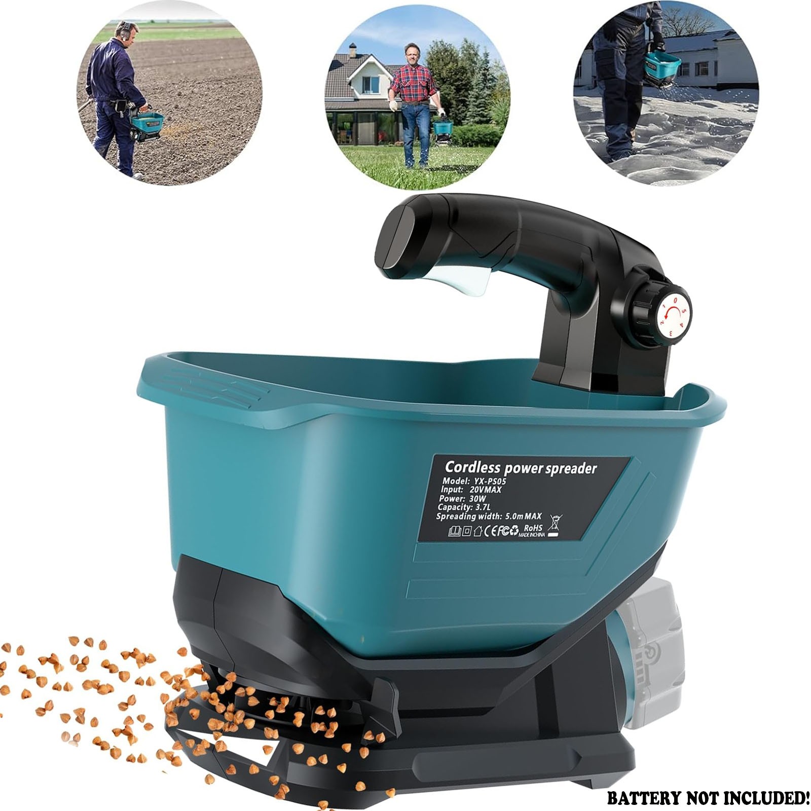 Seed Spreader for Makita 18v Battery 30W Handheld Seed&Fertilizer Power Spreader