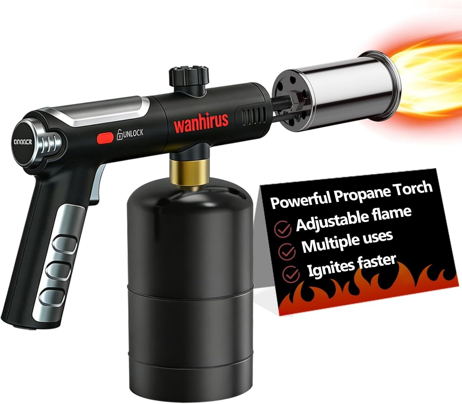 Powerful Propane Torch Gun, Adjustable Flame Thrower Gun, Kitchen Torch with ...