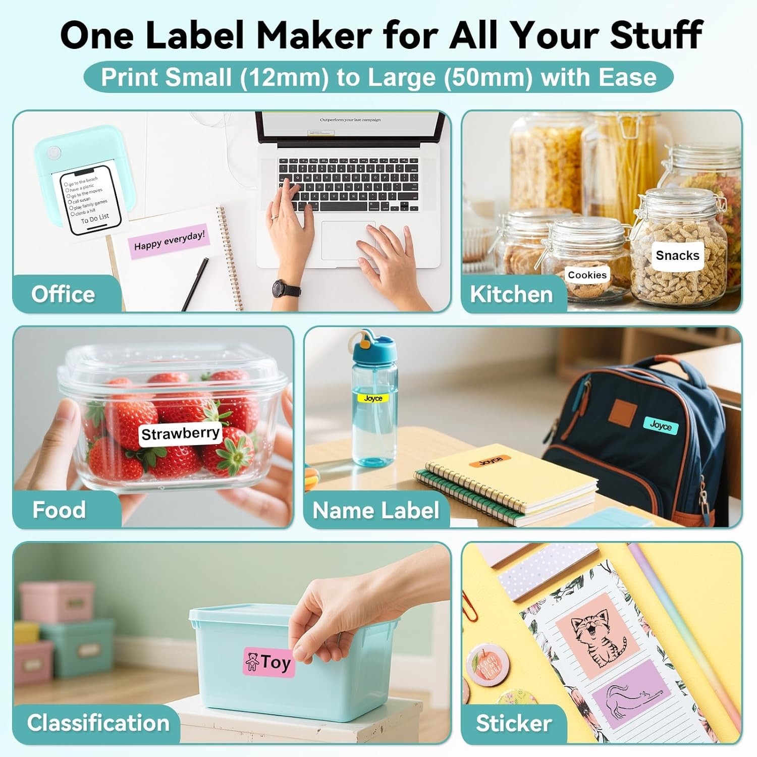 Mini Label Maker Machine with Tape, 2 Inch Bluetooth Themal Printer Inkless