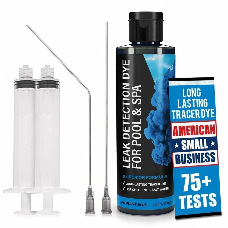 Pool Leak Detection Dye Kit 75+ Tests 2 Stainless Steel Precision Applicators