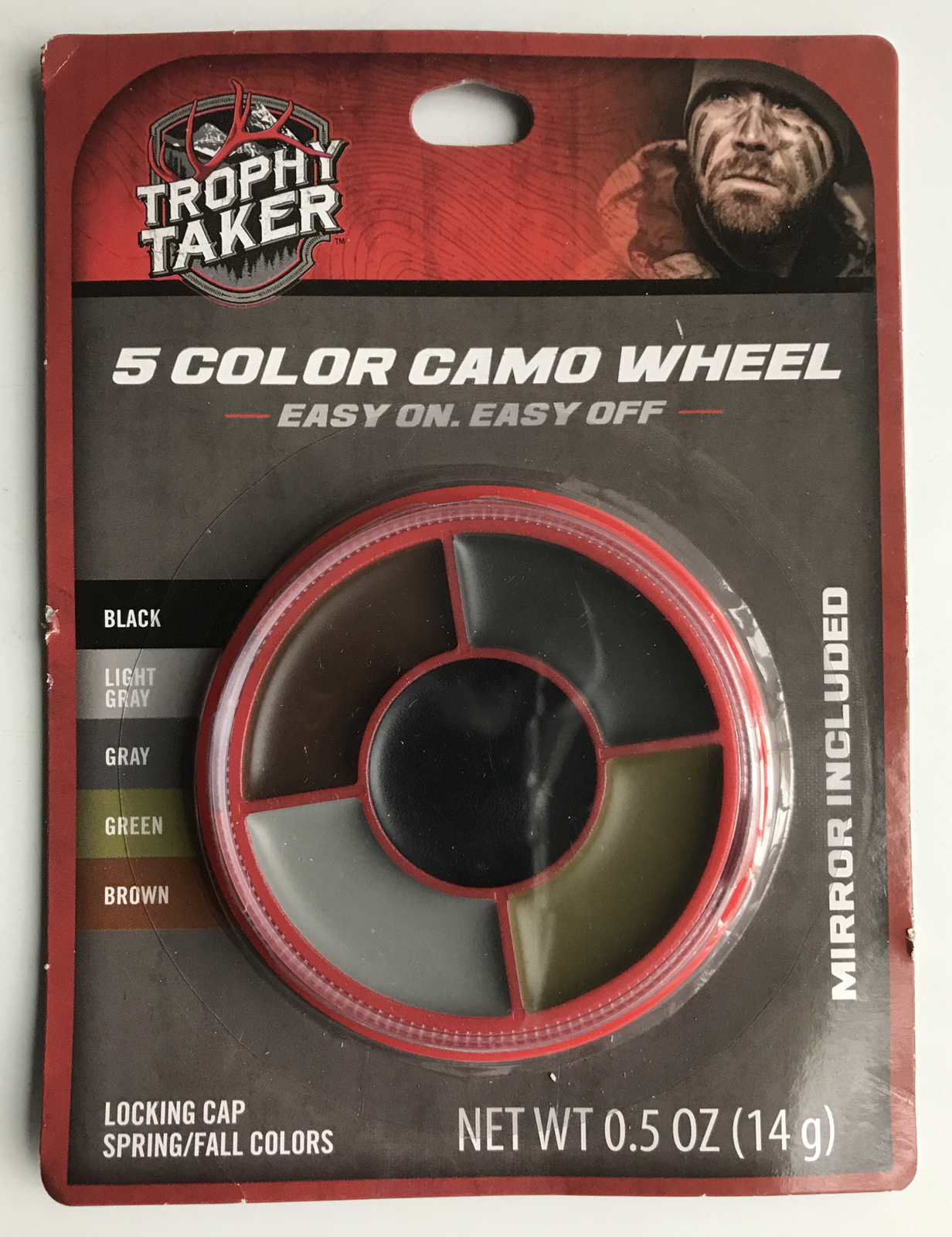 New Trophy Taker 5 Color Camo Face Paint Cream w/ Mirror Deer Hunting Bowhunter
