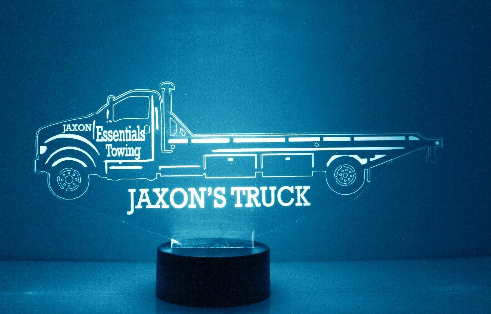 Flatbed Tow Truck Light Up. Personalized Lamp LED. Company Name Engraved Free