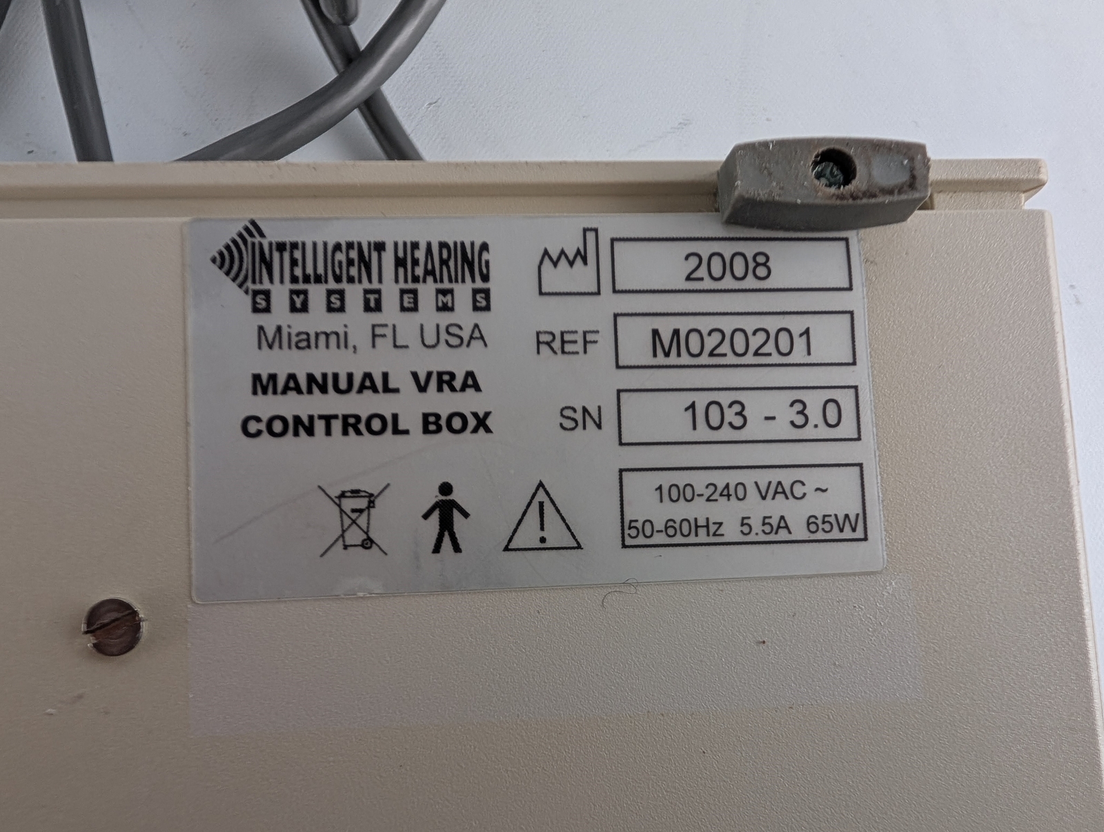 Intelligent Hearing Systems MVRA Manual VRA Control Box M020201 *untested*