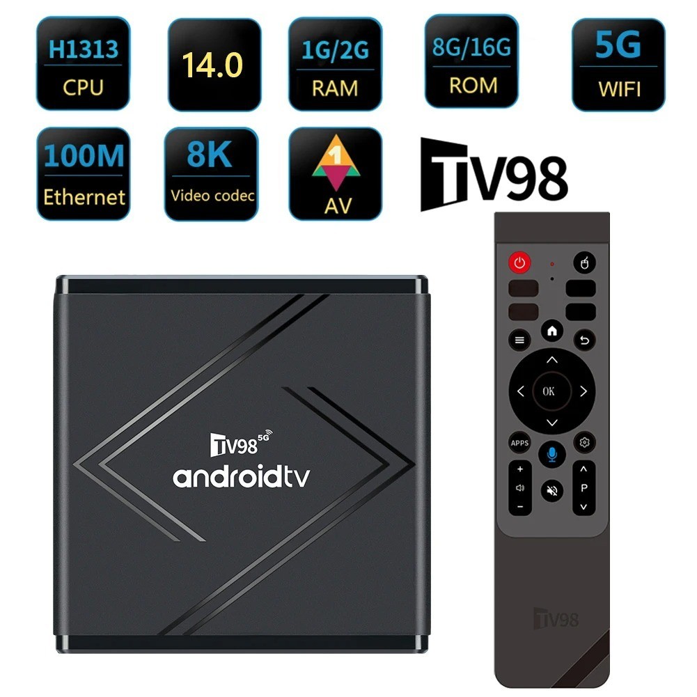 Android 14 TV Box 2.4G/5G Dual WiFi Media Player 4K Set Top Box 2GB 16GB Android