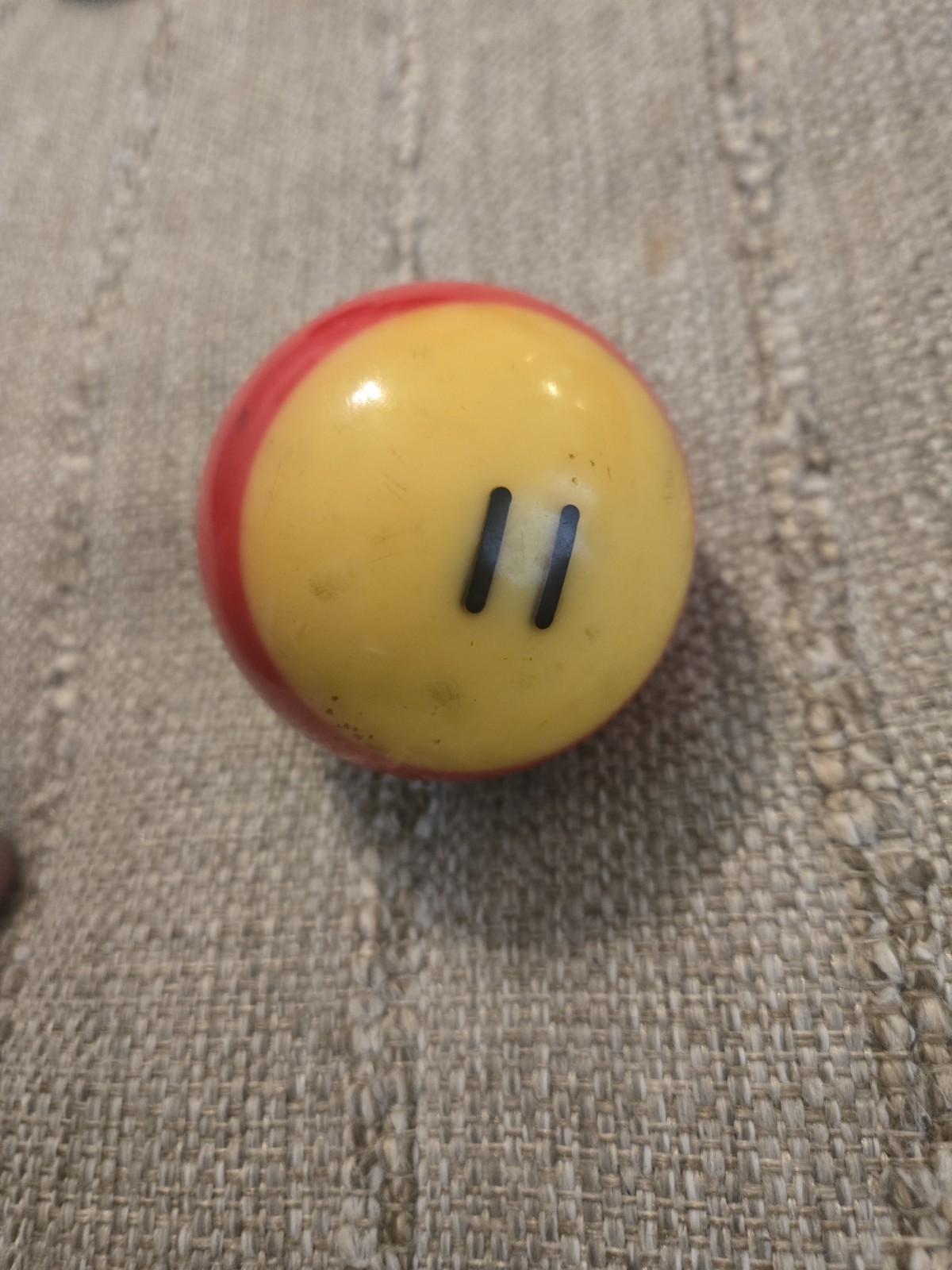 Vintage Replacement Billiard Pool Ball 2 1/4" Diameter Number 11 Red Stripe