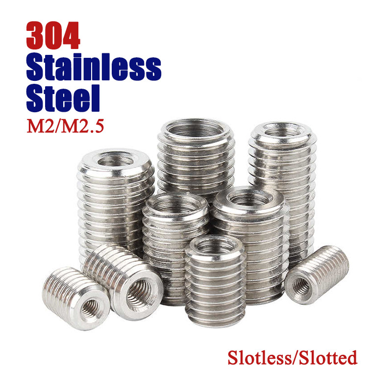 M2-M2.5 Sleeve Thread Adapters 304 Stainless Steel Threaded Inserts Screw