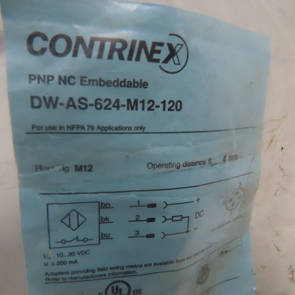 Contrinex DW-AS-624-M12-120 PNP NC Embeddable Inductive Proximity Sensor M12