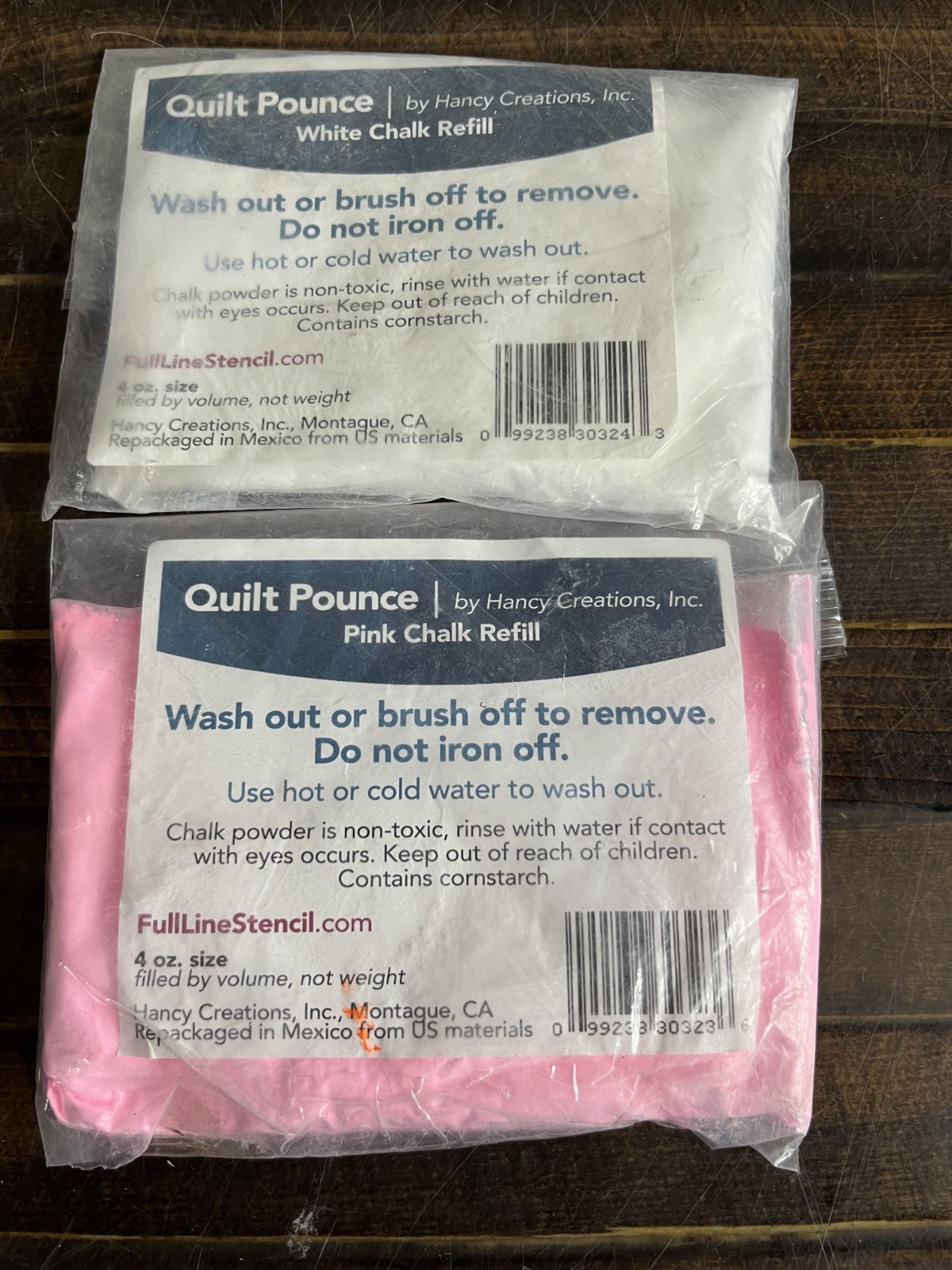 Hancy Creations Quilt Pounce Chalk Refill White Pink 4oz Quilting Set