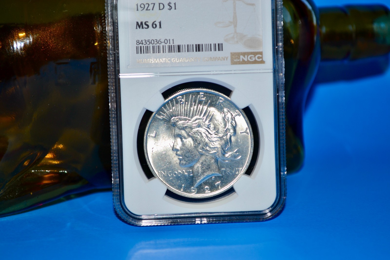 1927-D Peace Silver Dollar NGC MS61 Booming Cartwheel Luster Denver Mint $1 Coin