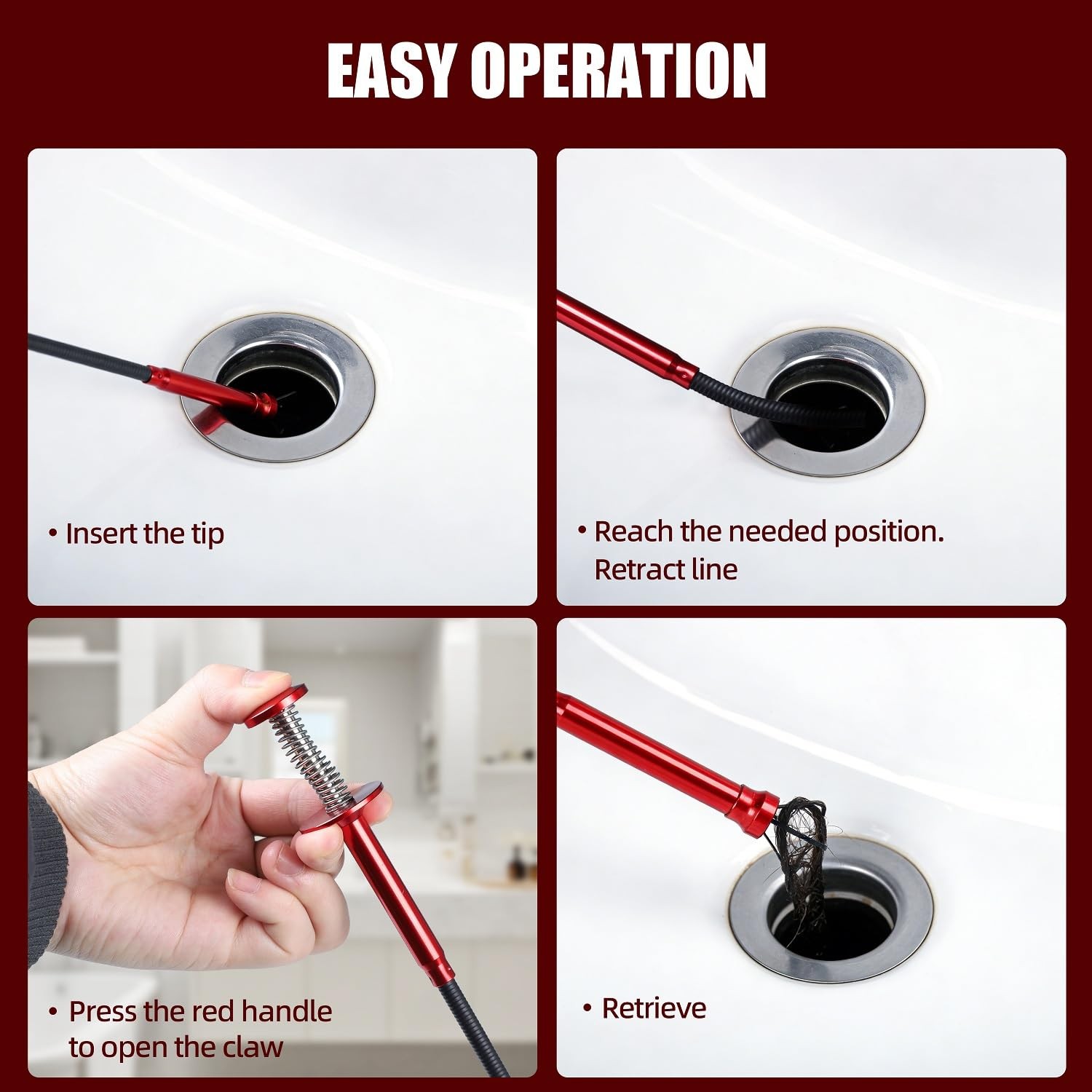 Red Flexible Magnetic Pickup Tool Grabber Reacher