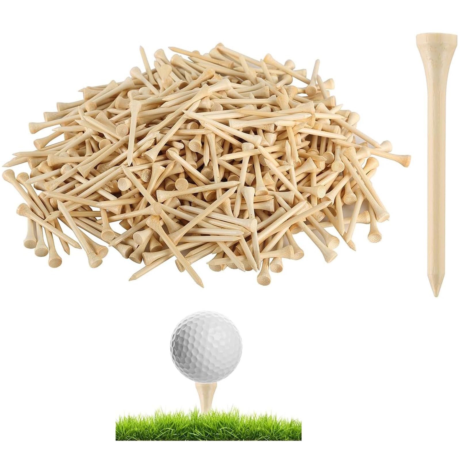 Bamboo Golf Tees 1000/500/250 PCS 2-3/4 & 3-1/4 inch Length | Bamboo Golf Tee