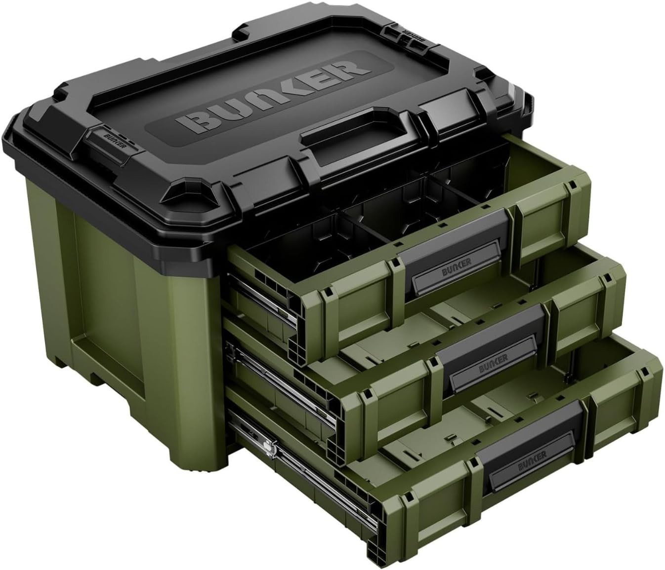 BUNKER Load-Up 3 Drawer Stacking Auto Locking Extra Deep Tool Box, 29441