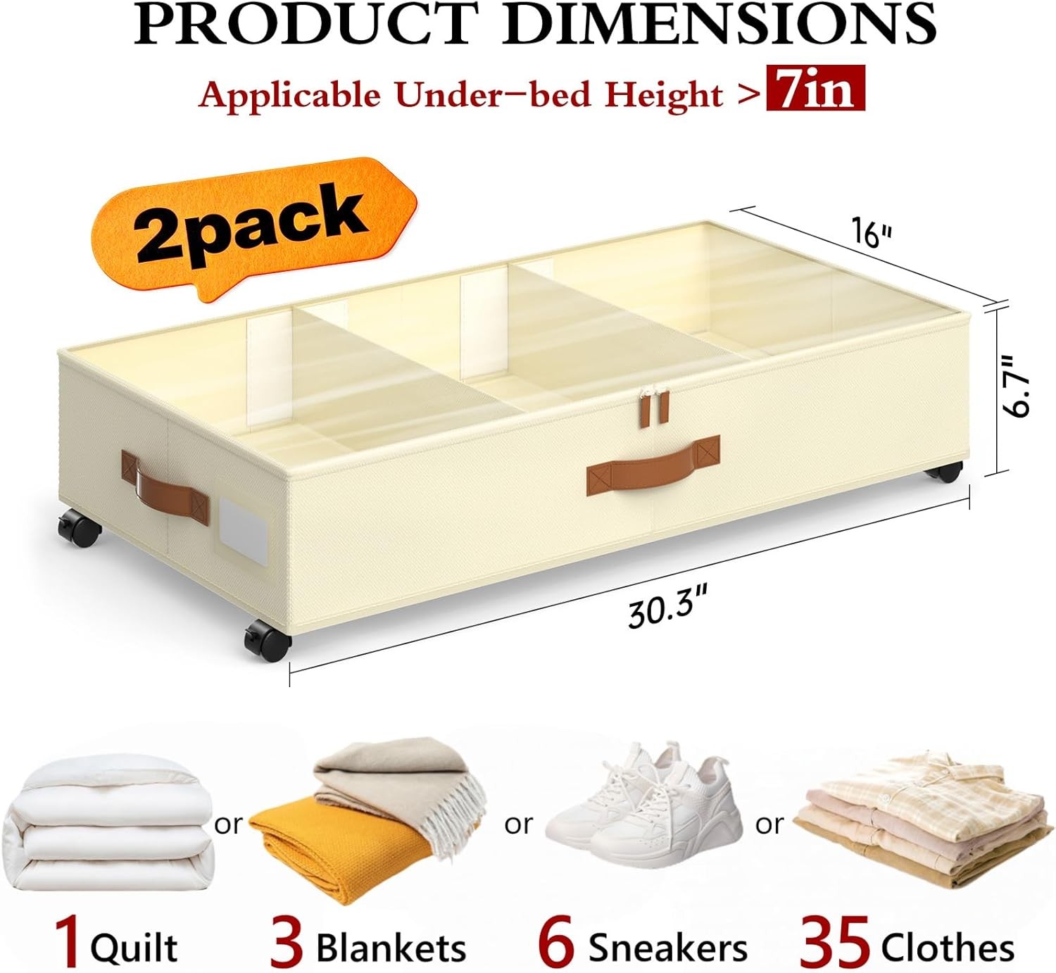 Under Bed Storage W/ Wheels 2 Pack Under Bed Storage Containers