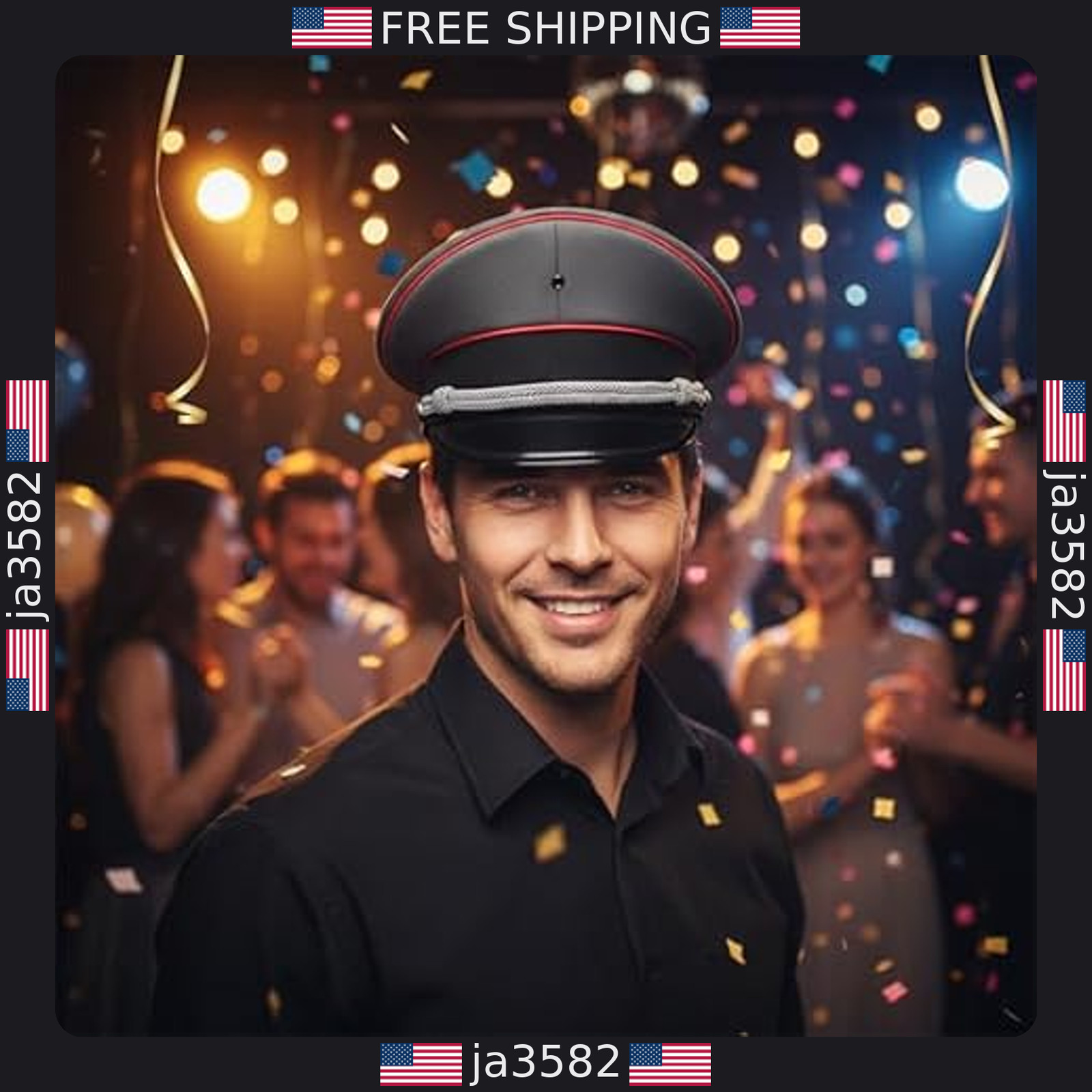 Deluxe Gray Military Captain Hat | Vintage Naval Officer Costume Accessory