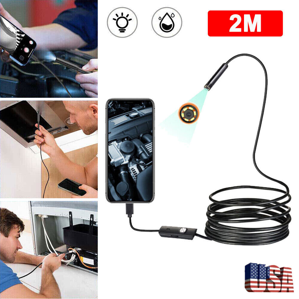 USB LED Endoscope 7.0mm Waterproof Endoscope Inspection Camera For Android PC 2m