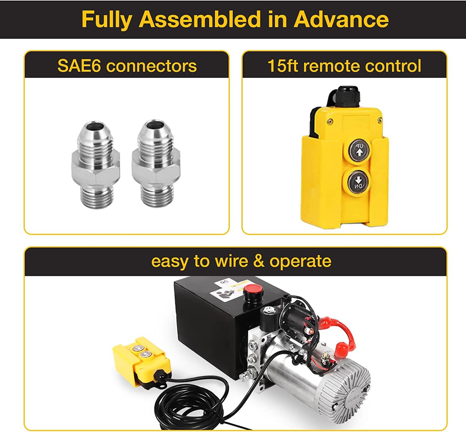 Single Acting Hydraulic Pump 12V 4 Quart 3200 PSI Power Pack Dump Trailer