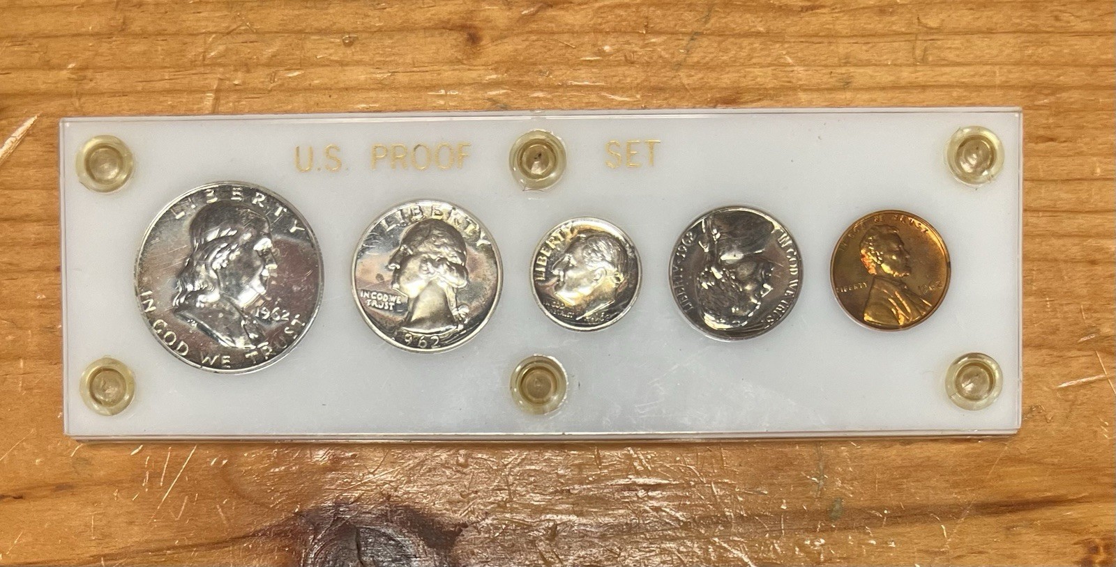 1962  5 Coin 90% Silver U.S. Proof Set in Acrylic Holder