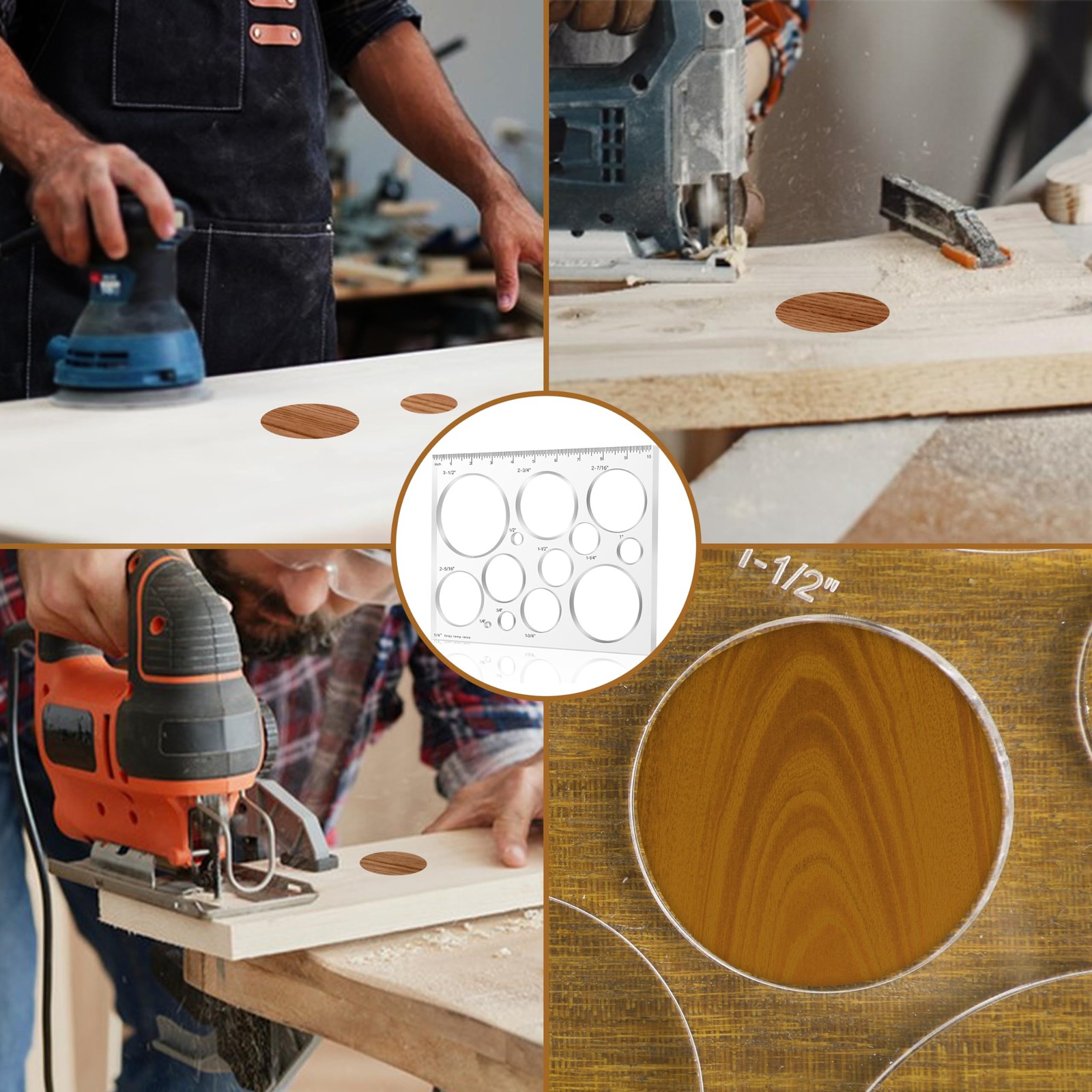 13-In-1 Circle Inlay Template Router Decorative Templates for Woodworking