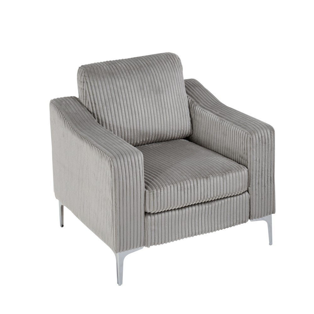 1 Seat Sofa, Convertible Sectional Lounge Sofa w/ Armrests, Corduroy, Beige