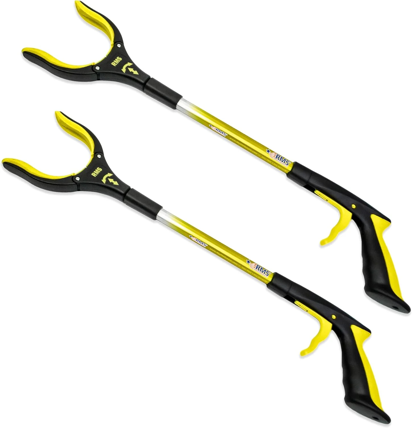 RMS 2-Pack 21 Inch Grabber Reacher with Rotating Jaw - Mobility Aid Reaching Ass