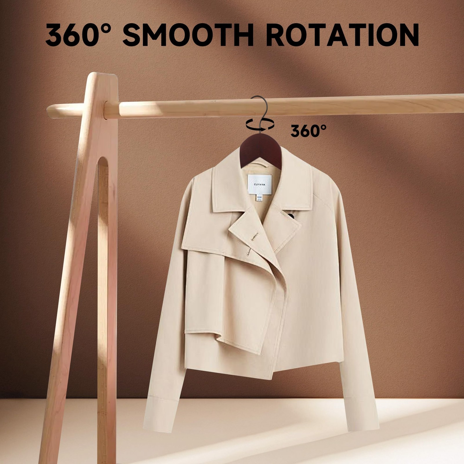 Premium Wooden Top Hangers, Heavy Duty Solid Wood Suit Hangers with 360° Swiv...