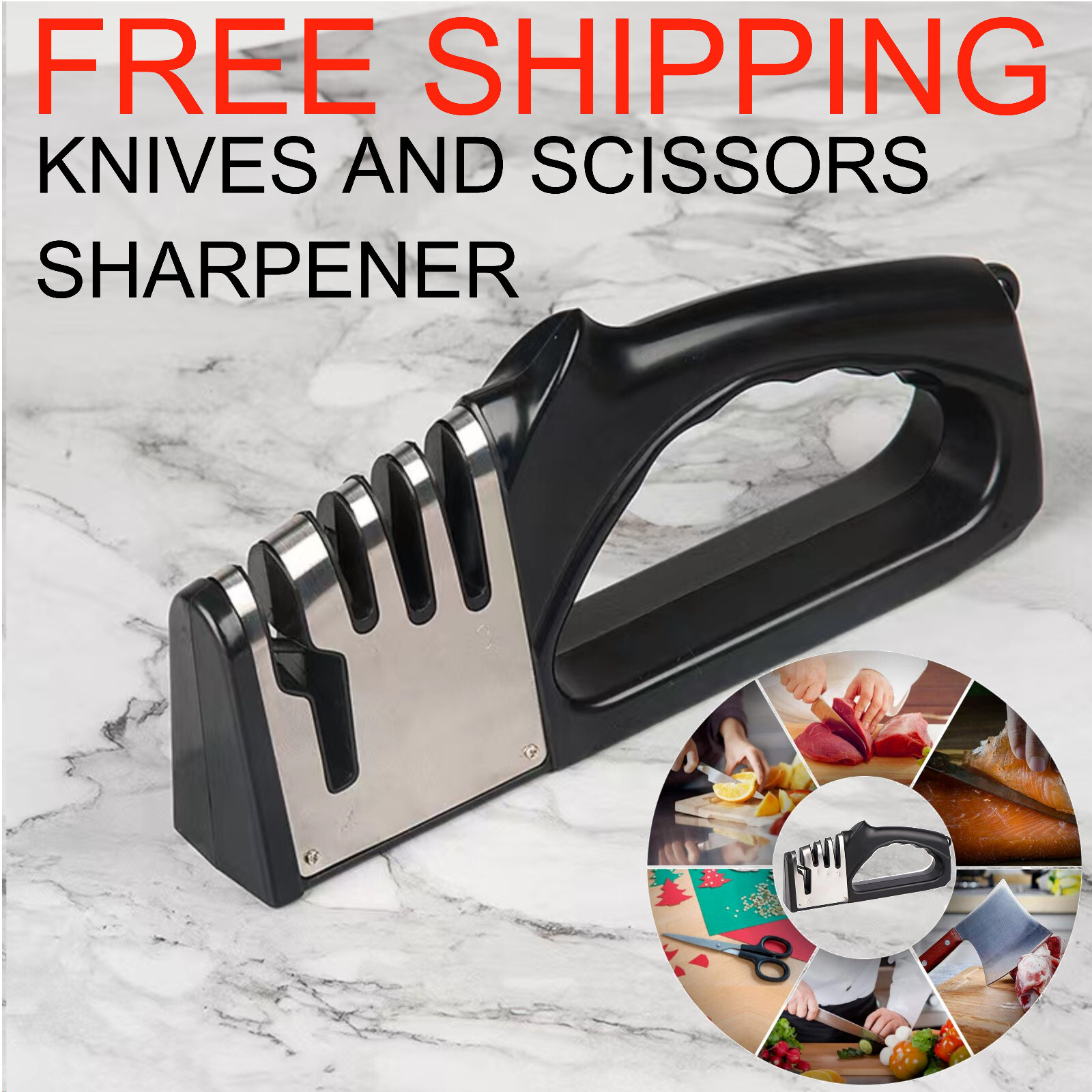 Knife Sharpener Professional Ceramic Tungsten Kitchen Sharpening System