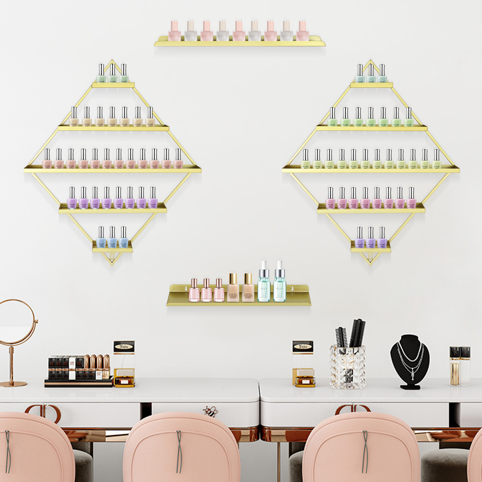 Rhomb?Nail?Polish?Racks  Wall-mounted Nail Polish Racks  5-tier Display Racks