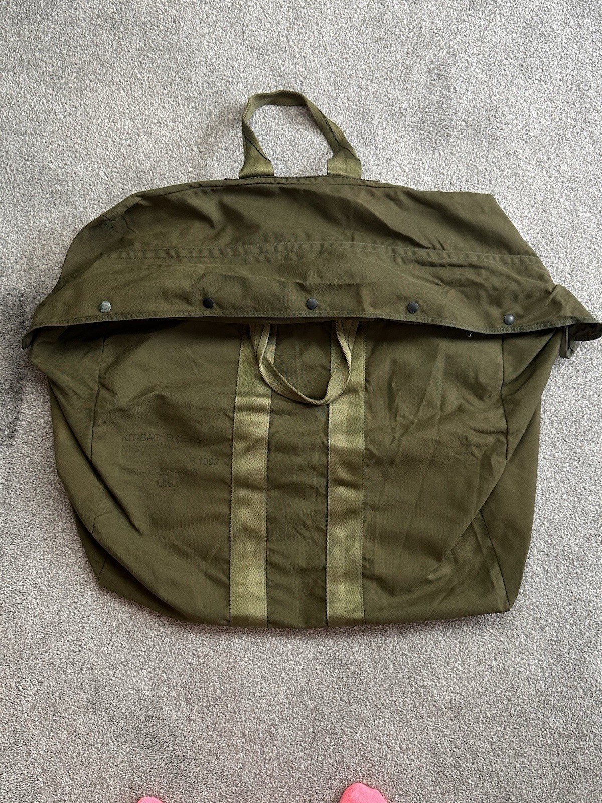US Flyers Kit Bag Green USAF Military Issue Duffle Duffel Canvas Nylon 1992 VTG