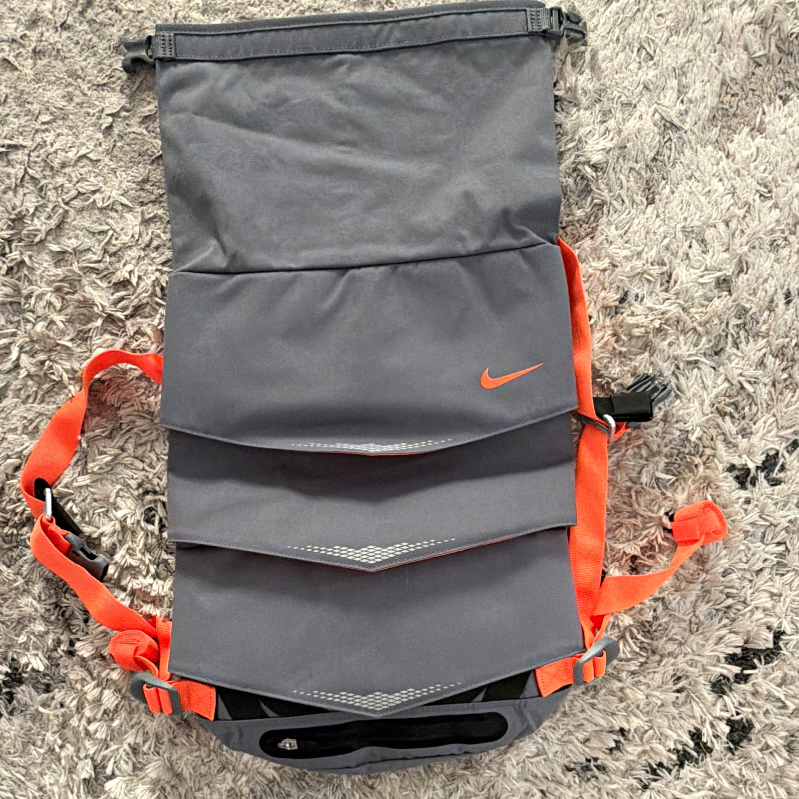 Nike Gray/Orange Roll-Top Backpack 15L Fits 15" Laptop Buckle Closure