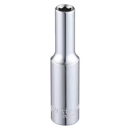 Westward 53Yr20 Westward 1/4 In Drive, 3/16" Hex Sae, Socket, 6 Points,  Steel,