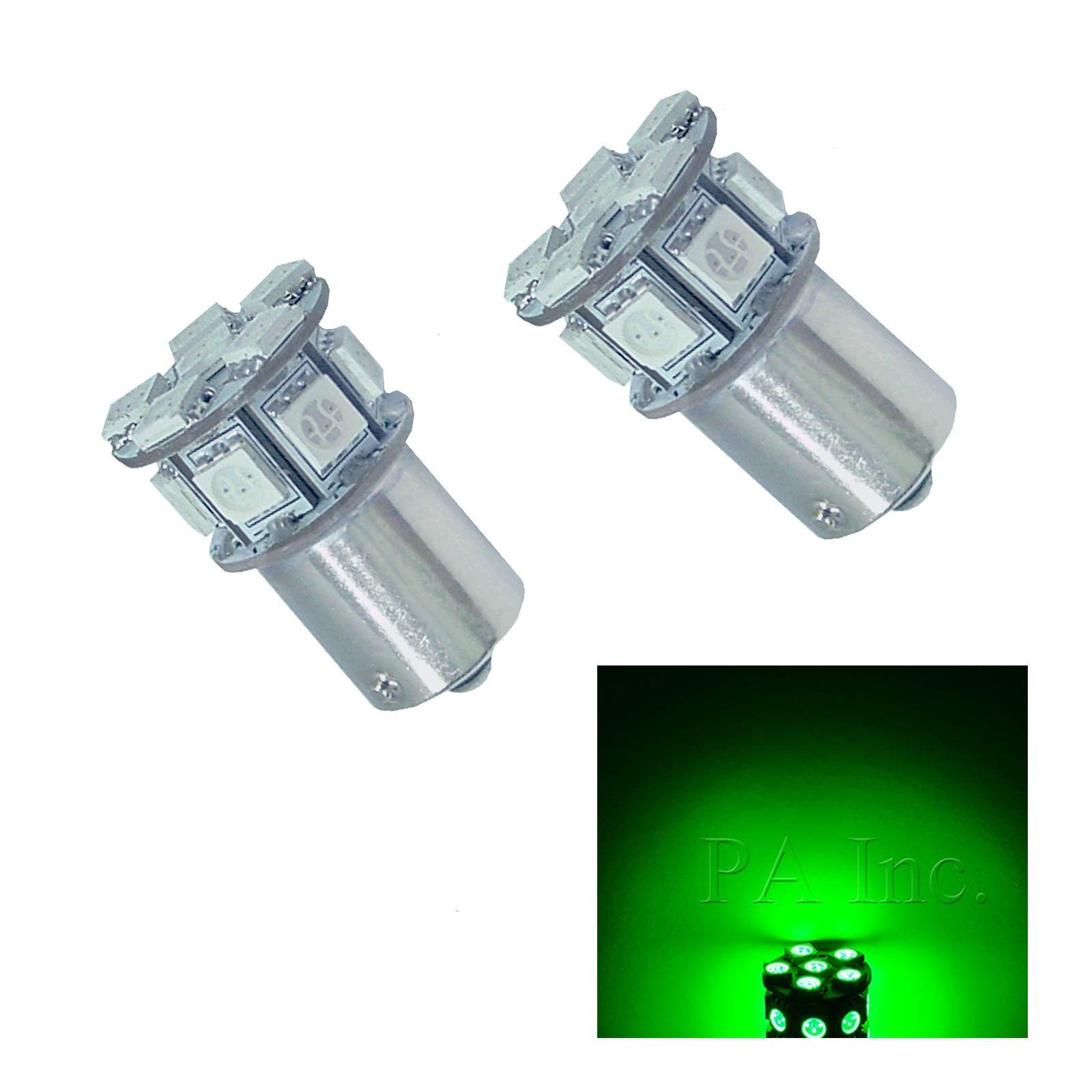 PA LED 2PCS 13SMD 1156 Ba15s Green Auto LED Bulb 12V for Turn Signal, Side Ma...