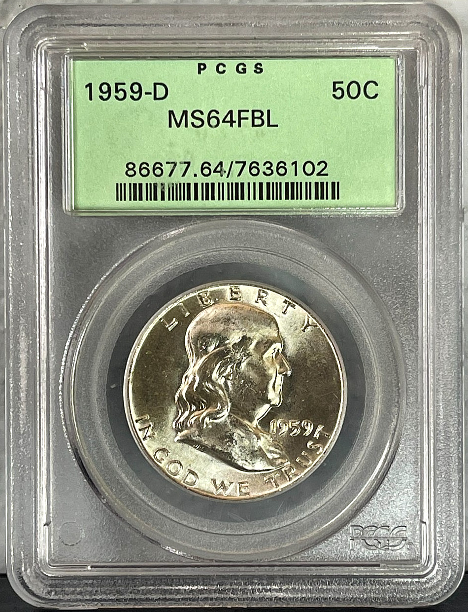 1959-D Franklin Half Dollar 50C PCGS MS64FBL-Toned!
