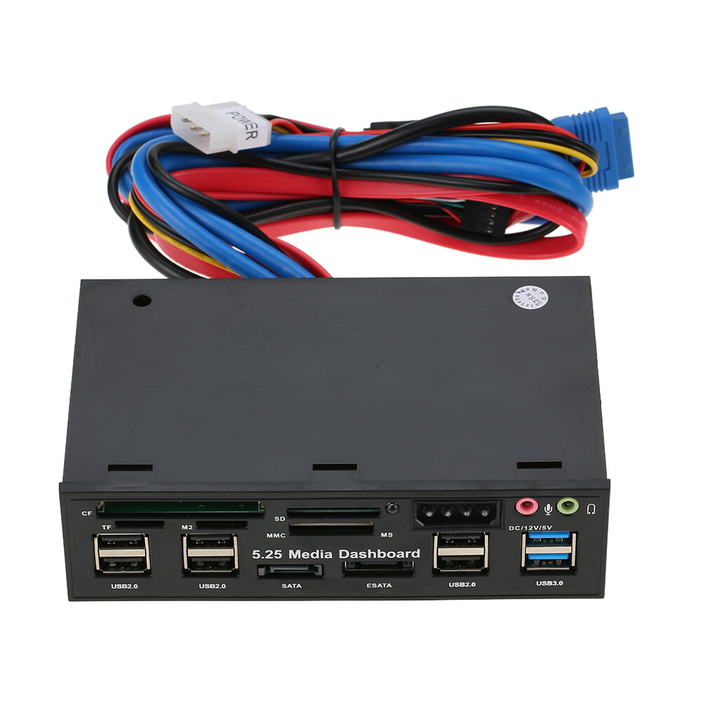 5.25 inch Multi-Function USB 3.0 Hub Front Panel Media Dashboard eSATA O4J1
