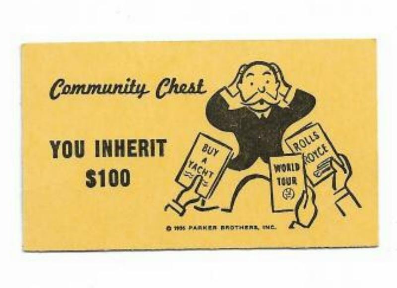 MONOPOLY  COMMUNITY COLLECT YOU INHERIT 100