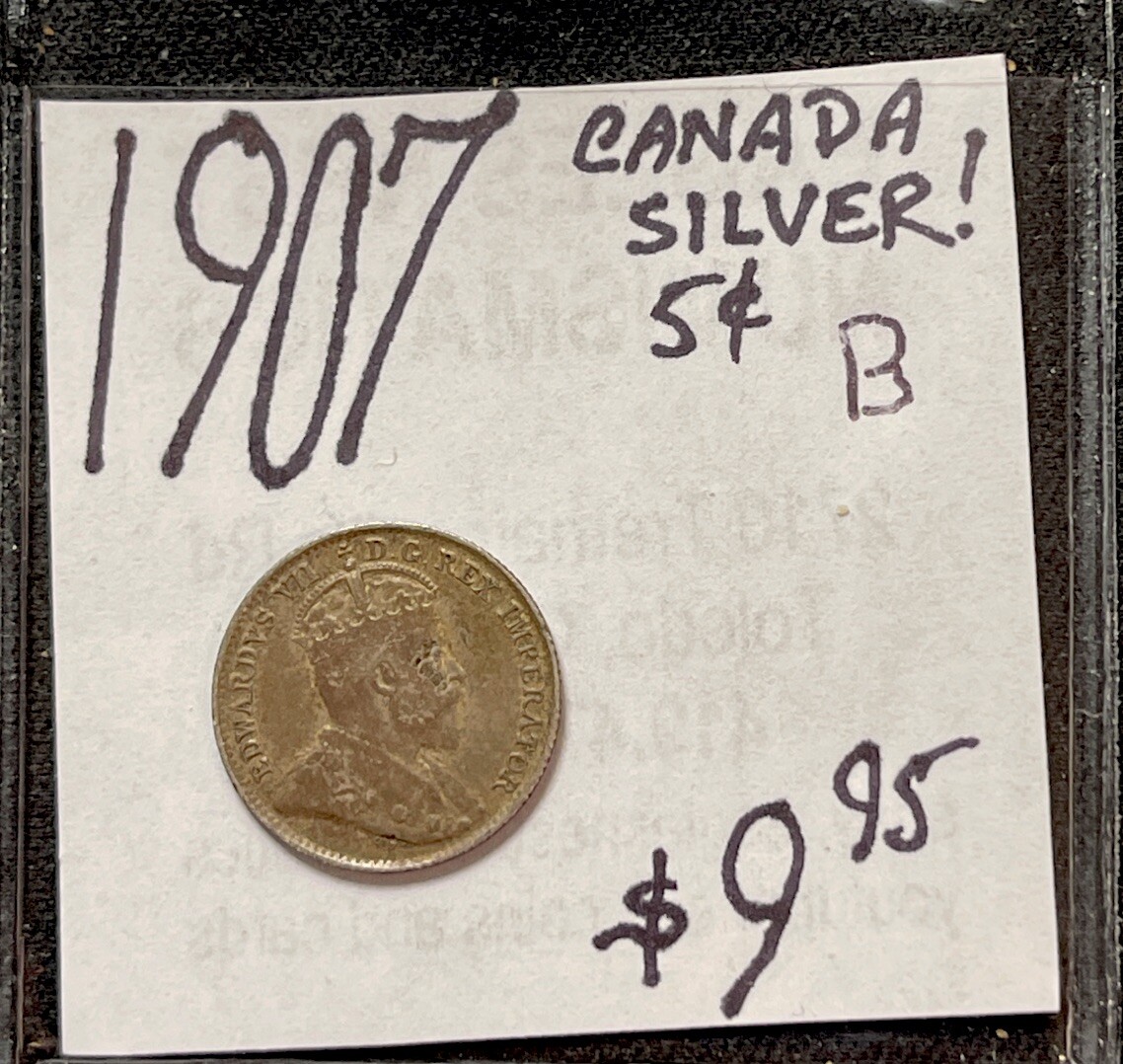 1907 Canada 5 Cent Silver World Coin. ENN Coins