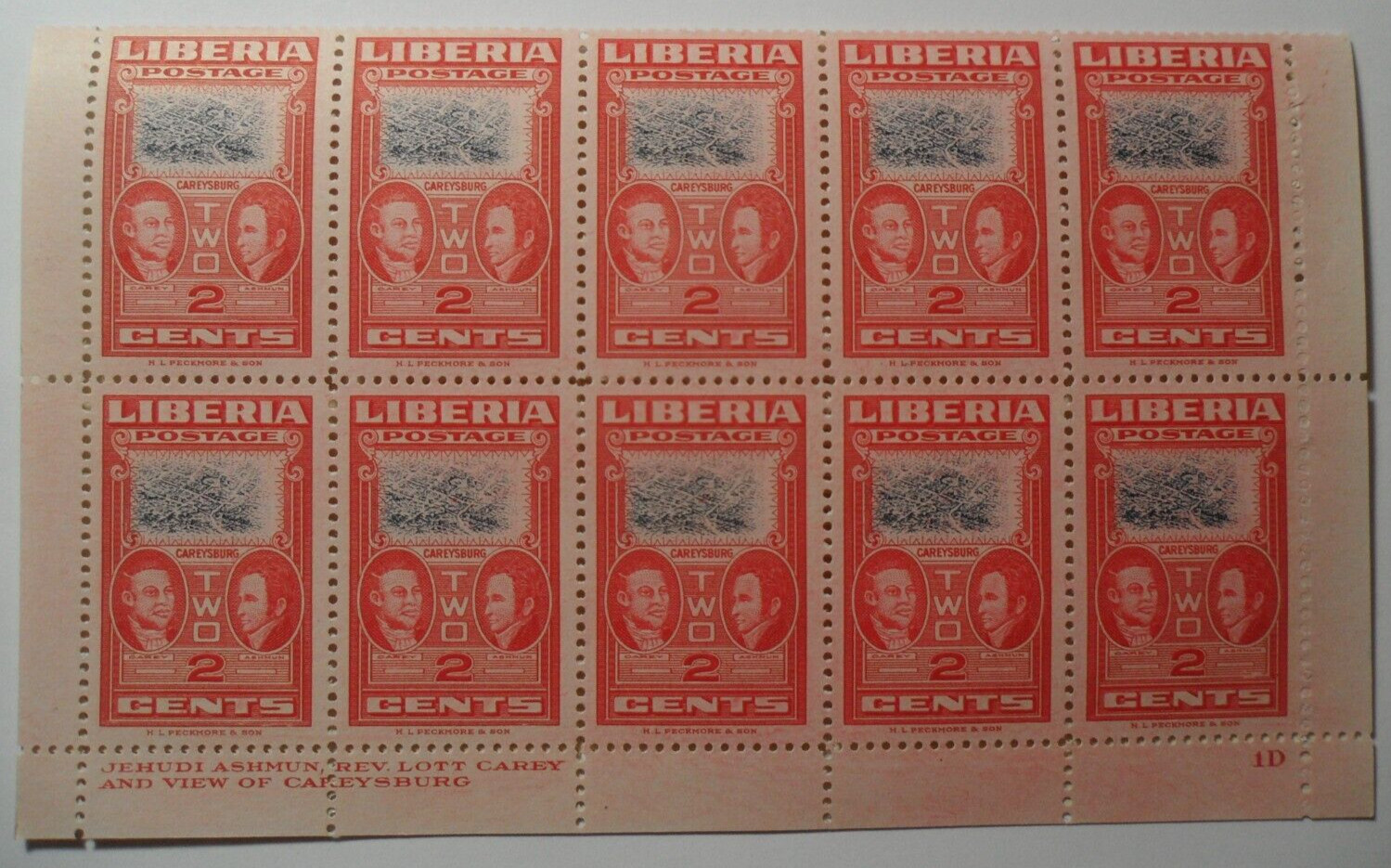 STAMPMART : LIBERIA 1952 SC#333 2c JEHUDI ASHMUN REV. CAREYSBURG MNH FULL SHEET
