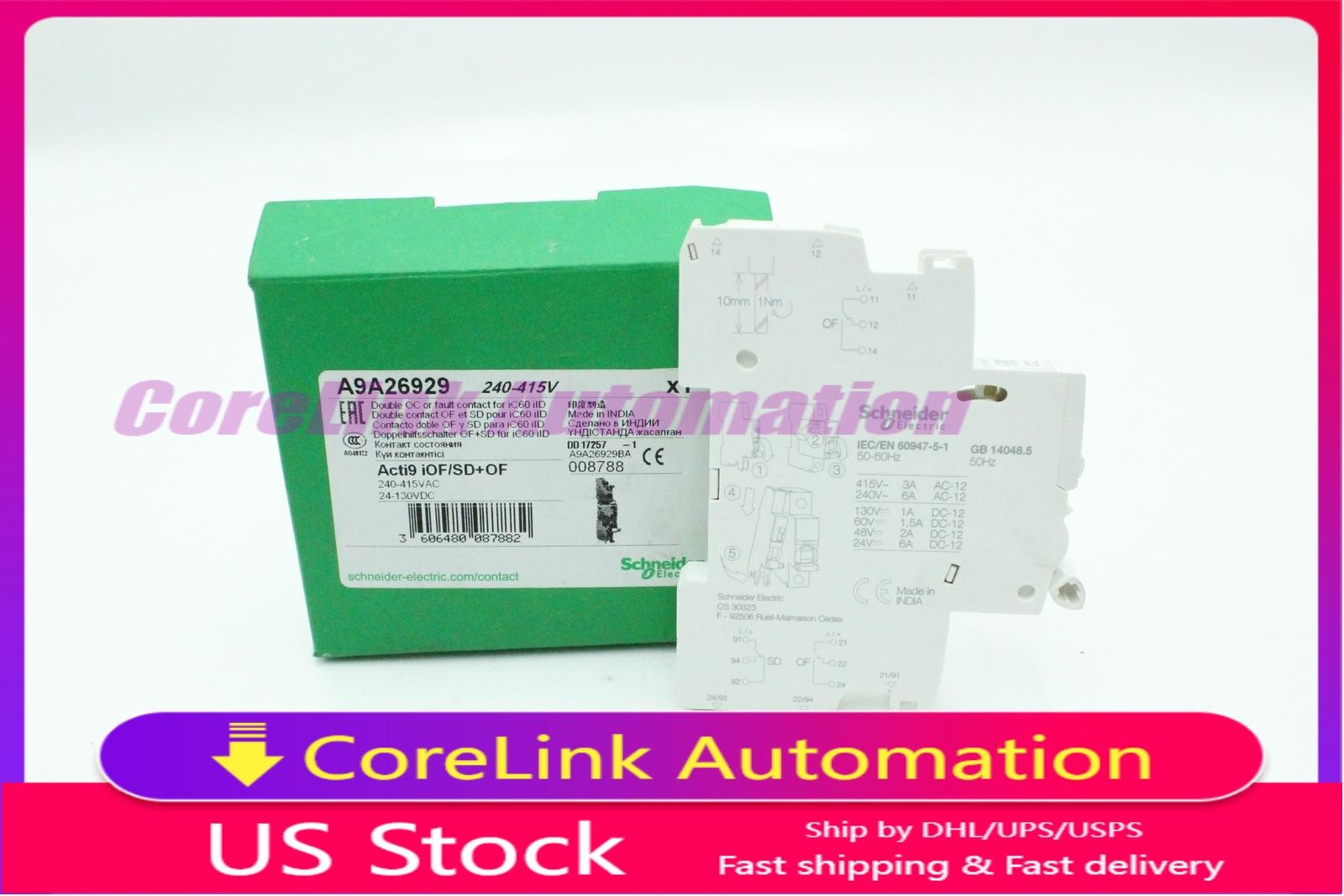 Schneider Electric A9A26929 Dual Auxiliary Switch 240-415V- New Free Shipping
