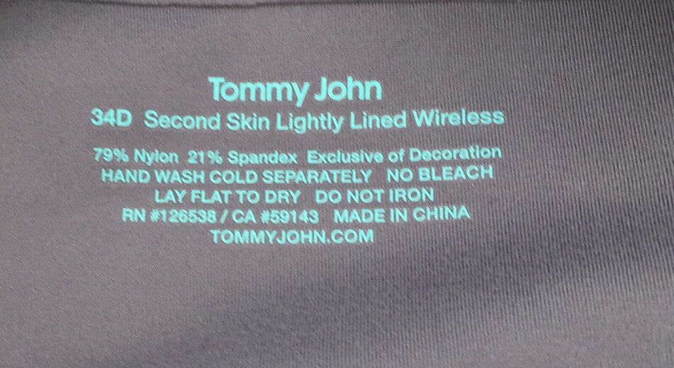 Tommy John Second Skin Lightly Lined Wireless Bra Gray Ridge 34D NWT AA3 -12