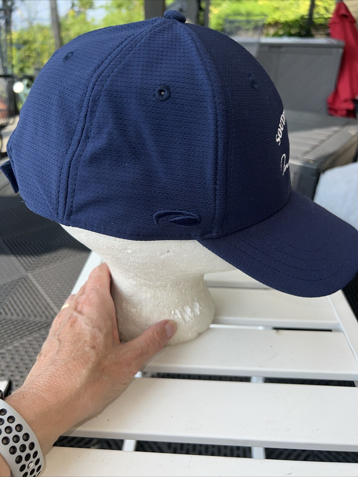 Southwestern Invitational in White on Navy Hat Cap w WAVES Side Pukka Hook Loop