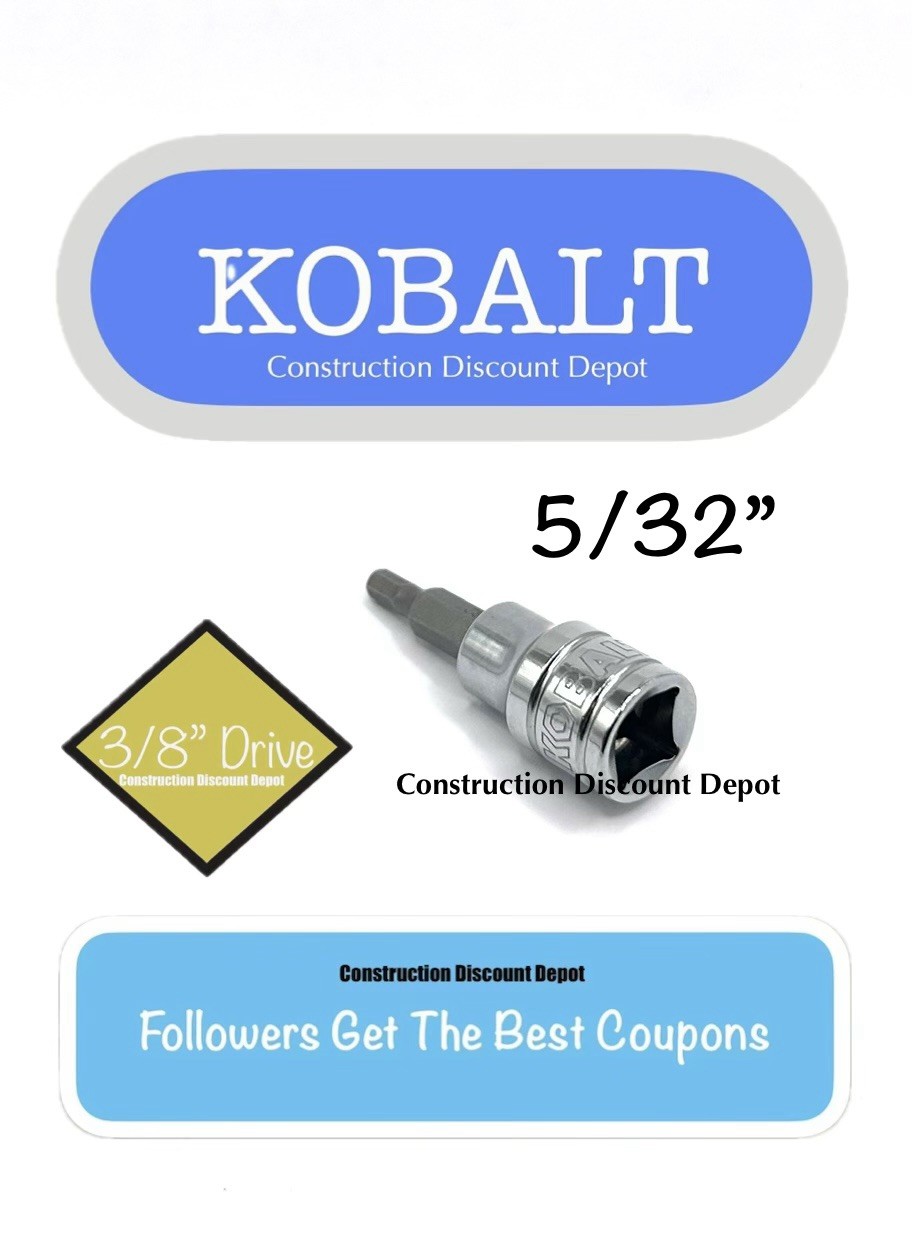New Kobalt 338175 3/8" Drive SAE Bit Socket H5/32  5/32" Hex Allen Socket