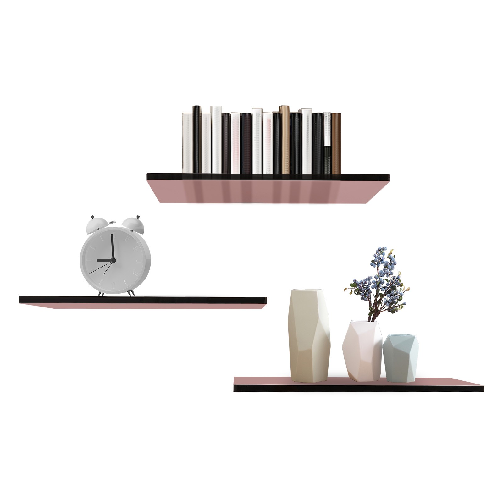 3pcs Brown Acrylic Floating Shelves Wall Mounted Shelf Floating Shelf Organizer
