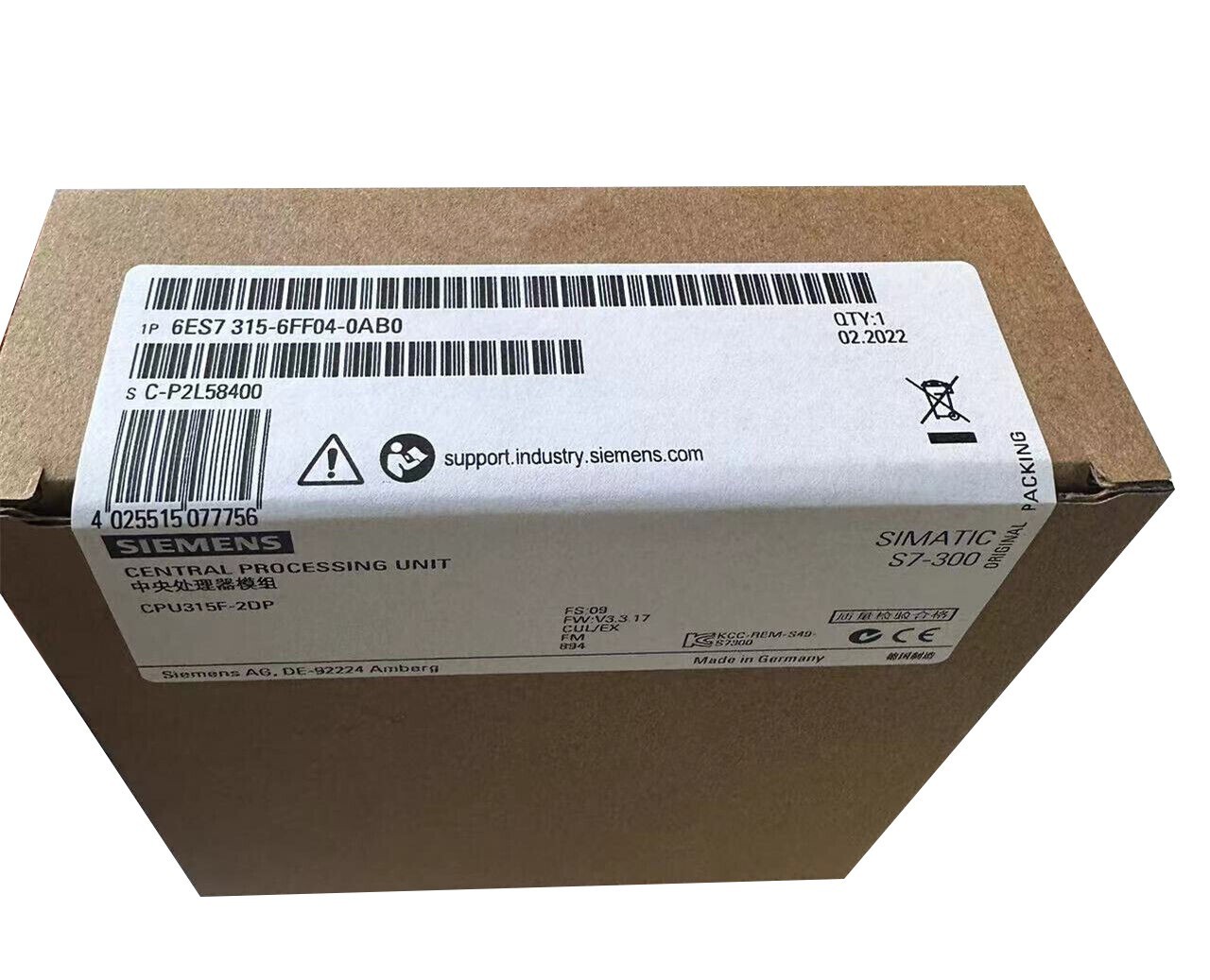 6ES7315-6FF04-0AB0 New Sealed Siemens SIMATIC S7-300 4V DC 6ES7 315-6FF04-0AB0