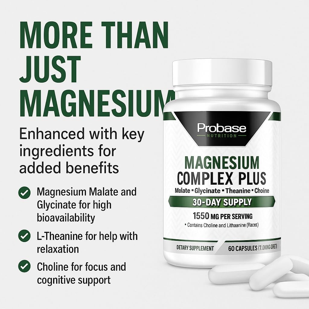 Probase Nutrition Magnesium Complex Plus with Magnesium Malate, Glycinate, L-Th