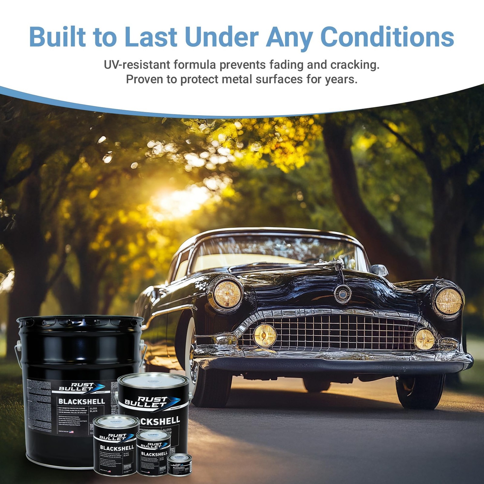 RUST BULLET BlackShell - Gloss Black - 4 Oz - Corrosion Preventive Coating, U...