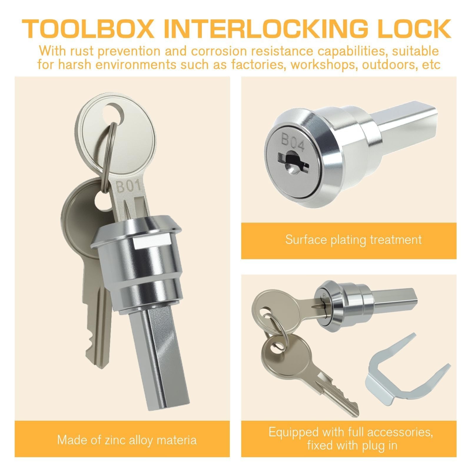 Nextpal Stainless Steel Tool Box Lock Replacement Set, Universal 1 PACK
