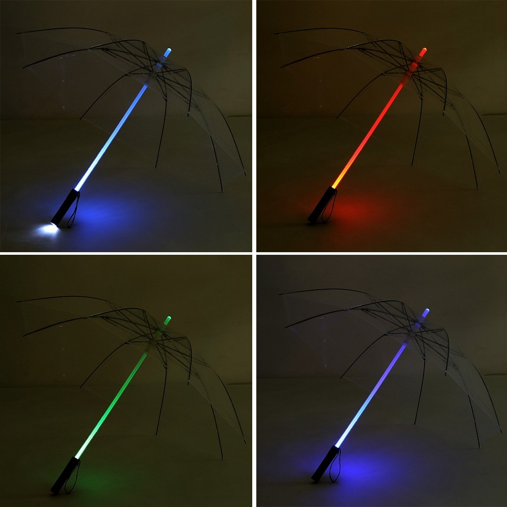 Transparent Battery Powered 7 Color Changing LED Umbrella Flashlight For Saf NY
